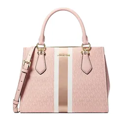 Túi Xách Tay Nữ Michael Kors MK Marilyn Medium Signature Logo Stripe Satchel 35F5G6AS6V Màu Hồng