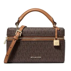 Túi Xách Nữ Michael Kors MK Jana Extra-Small Signature Logo Convertible Crossbody Bag 32F5GQ1C0B Brown/Acorn Màu Nâu Đen