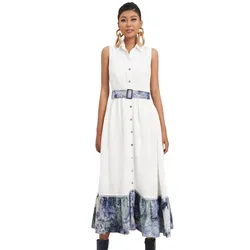 Váy Sơ Mi Nữ F2 Fashion & Freedom Modern Women's White Linen Dress D767-T-S-0923 Màu Trắng Size S