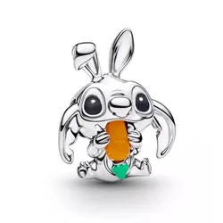 Hạt Vòng Charm Nữ Pandora Stitch Easter Bunny By Lilo & Stitch 794498C01 Màu Bạc Cam