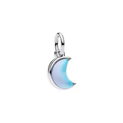 Hạt Vòng Charm Pandora Crescent Moon Double Dangle Charm 794272C01 Màu Bạc Xanh