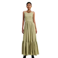 Váy Hai Dây Nữ F2 Fashion & Freedom Linen Modern Women D768-XM-S-0923 Màu Xanh Lá Mạ Size S