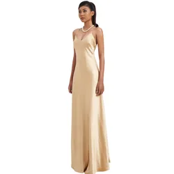 Váy Liền Hai Dây Lụa Nữ F2 Fashion & Freedom Modern Women D752-V-L-0923 Màu Vàng Size L