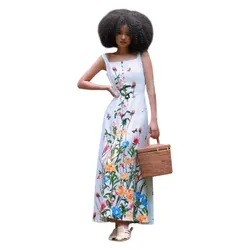 Váy Hai Dây Nữ F2 Fashion & Freedom Linen Into The Wood D806-TH-XL-0524 Màu Trắng Họa Tiết&nbsp;Size XL
