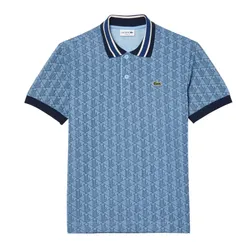 Áo Polo Nam Lacoste Classic Fit Monogram EF0151 52 001 Màu Xanh Blue Size 5
