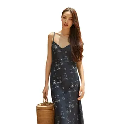 Váy Liền Nữ F2 Fashion & Freedom Blue Linen Dress With Into The Wood Pattern D803-XDHT-S-0524 Màu Xanh Đen Size S