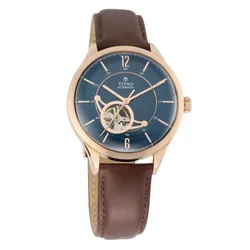 Đồng Hồ Nam Titan Men's Automatic Watch With Leather Strap And Blue Dial 90111WL01 Màu Xanh - Nâu