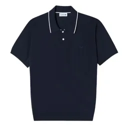 Áo Polo Len Nam Lacoste Men's Tipping Paper Short Sleeve Sweater PH744E - 166 Màu Xanh Navy Size 4