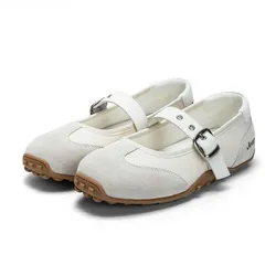 Giày Bệt Nữ Jeep Mary Jane P661W13404 Suede White Màu Be Size 35