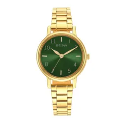 Đồng Hồ Nữ Titan Ladies' Karishma Titanium Stainless Steel Watch Green Dial 2678YM01 Màu Xanh - Vàng