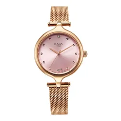 Đồng Hồ Nữ Titan Women's Raga Watch Stainless Steel Strap Pink Dial 95268WM01 Màu Vàng Hồng