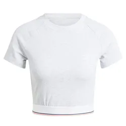 Áo Croptop Nữ Adidas Tape Waistband Tee Melange Grey IS2318 Màu Xám Nhạt Size XS
