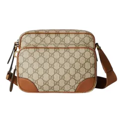 Túi Đeo Chéo Nam Gucci GG Emblem Medium Crossbody Bag Màu Be Nâu