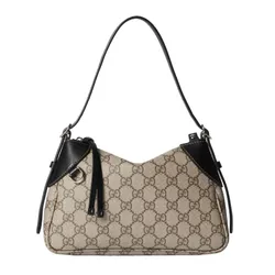 Túi Đeo Vai Nữ Gucci GG Emblem Smal Shoulder Bag Màu Đen Phối Be