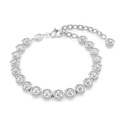 Vòng Đeo Tay Nữ Swarovski Imber Tennis Bracelet Round Cut, White, Rhodium Plated 5682666 Màu Bạc