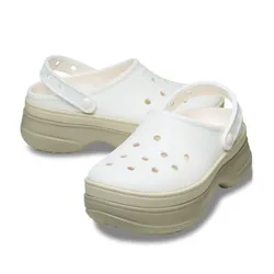 Giày Sục Unisex Crocs Classic Stacked - Chalk 211355-0WV Màu Phấn Khaki Size 34-35
