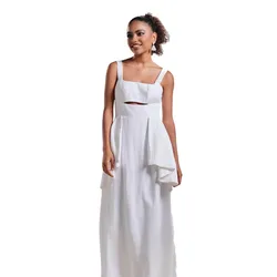 Váy Xòe Nữ F2 Fashion & Freedom White Linen Dress D812-TRANG-S-0724 Màu Trắng Size S