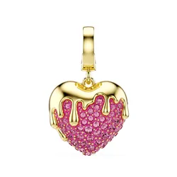 Hạt Vòng Charm Nữ Swarovski Idyllia Round Cut Heart Pink 18K Gold Plated 5742953 Màu Hồng Vàng