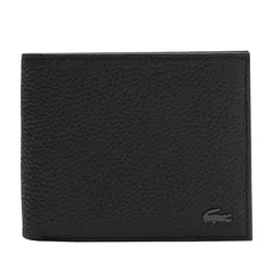 Ví Nam Lacoste Crocodile Matte Grained Leather Horizontal Trifold Wallet NH3711IL Màu Đen