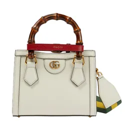 Túi Tote Nữ Gucci Diana Mini Leather Tote Bag Màu Trắng