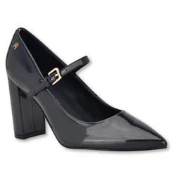 Giày Cao Gót Nữ Tommy Hilfiger Aveniz High Block Heel Mary Jane Pumps Black Màu Đen Size 38.5