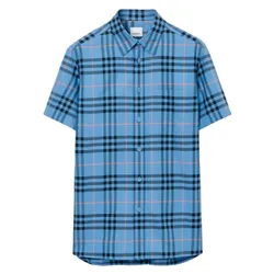 Áo Sơ Mi Nam Burberry SS23 Check Cotton Shirt Blue 80729351 Màu Xanh Blue Size XS