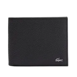 Ví Nam Lacoste Crocodile Matte Grained Leather Horizontal Trifold Wallet NH47740R Màu Đen
