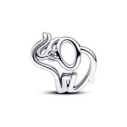 Hạt Vòng Charm Nữ Pandora Elephant Sterling Silver With Clear Cubic Zirconia 793345C01 Màu Bạc