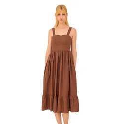 Váy Xòe Nữ F2 Fashion & Freedom Brown Linen Dress D832-NAU-S-0924 Màu Nâu Size S