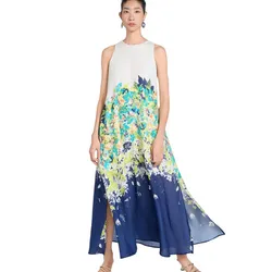 Váy Xòe Nữ F2 Fashion & Freedom Blue Linen Dress With Pattern A Touch Of Effortless Elegance DT-D675-XHT-S-0924 Màu Xanh Họa Tiết Size S