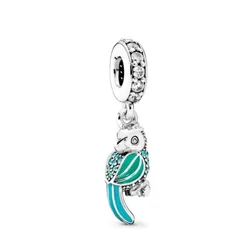 Hạt Vòng Charm Pandora Tropical Parrot Dangle Charm 791903ENMX Màu Xanh Lam