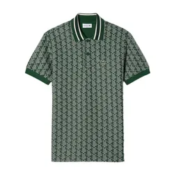 Áo Polo Nam Lacoste Classic Fit Contrast Collar Monogram Green DH1417 D1R Màu Xanh Lá Size S