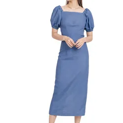 Váy Body Nữ F2 Fashion & Freedom Brighter Day Blue Linen Dress D559-X-S-1021 Màu Xanh Blue Size S