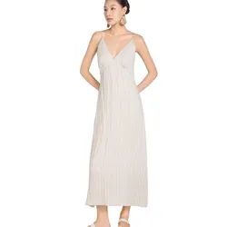 Váy Hai Dây Nữ F2 Fashion & Freedom Linen A Touch Of Effortless Elegance D839-KS-S-0325 Màu Kem Kẻ Sọc Size S