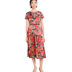 Váy Nữ F2 Fashion & Freedom Silk Tender Drit D341-DO CAM-S-0425 Màu Đỏ Cam Size S