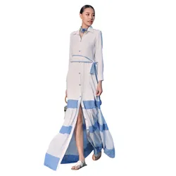 Váy Linen Nữ F2 Fashion & Freedom Into The Wood D800-TXT-S-0524 Màu Trắng Xanh Size S