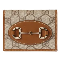 Ví Nữ Gucci GG Beige & Brown 1955 Horsebit Card Holder Wallet Màu Be Nâu
