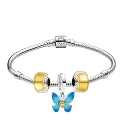 Set Vòng Đeo Tay + Hạt Vòng Charm Pandora 598816C00-793353C00-763082C01 Phối Màu Size 18