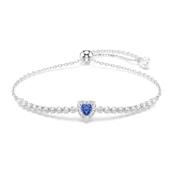Vòng Đeo Tay Nữ Swarovski One Bracelet Mixed Cuts, Heart, Blue, Rhodium Plated 5743019 Màu Bạc