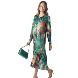 Váy Nữ F2 Fashion & Freedom Silk D558-XL-S-1021 Màu Xanh Họa Tiết Size S