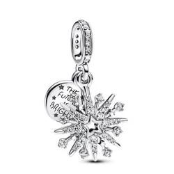 Hạt Vòng Charm Pandora Sparkling Firework Double Dangle 793512C01 Màu Bạc