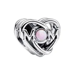 Hạt Vòng Charm Pandora Openwork Mum & Heart Charm Sterling Silver 793233C01 Màu Bạc