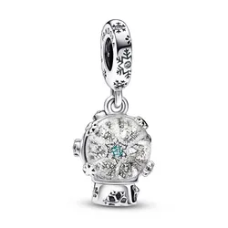 Hạt Vòng Charm Pandora Snowflake Snowglobe Dangle 792369C01 Màu Bạc
