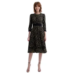 Váy Liền Nữ F2 Fashion & Freedom Gold And Black Silk Dress With Pattern D576-DV-S-0122 Màu Vàng Đen Size S