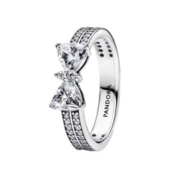 Nhẫn Nữ Pandora Sparkling Bow Double-row Ring Sterling Silver 193552C01 Màu Bạc Size 52