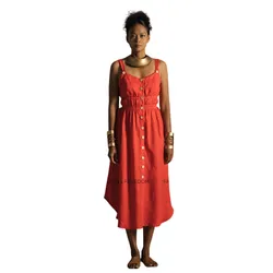 Váy Maxi Nữ F2 Fashion & Freedom Linen Summer Get Away D637-D-S-0722 Màu Đỏ Size S