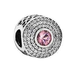 Hạt Vòng Charm Nữ Pandora Radiant Splendor With Blush Pink Crystal 791763NBP Màu Bạc Hồng