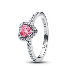 Nhẫn Nữ Pandora Elevated Pink Heart Ring 198421C03 Màu Hồng Bạc Size 52