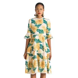 Váy Linen Nữ F2 Fashion & Freedom Bright And Shine D628-VX-S-0622 Màu Vàng/Xanh Size S