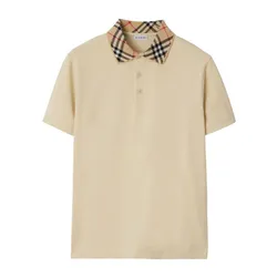 Áo Polo Nam Burberry Burberry Check Collar Short Sleeved 8103864 Màu Beige Size S